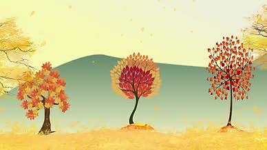 带通道秋天落叶树木动态元素AE模板视频的预览图